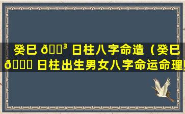 癸巳 🐳 日柱八字命造（癸巳 🐅 日柱出生男女八字命运命理师念鲜）